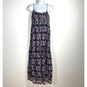 Natalie Martin Melanie Dress Small Grey Purple Floral Maxi Boho Hippie Flowy